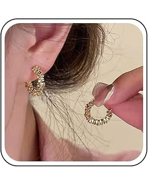 Amazon.com: Jugielu Boho Circle Hoop Earrings Gold C Shape Earrings Chunky Circle Hoop Open Earri... | Amazon (US)