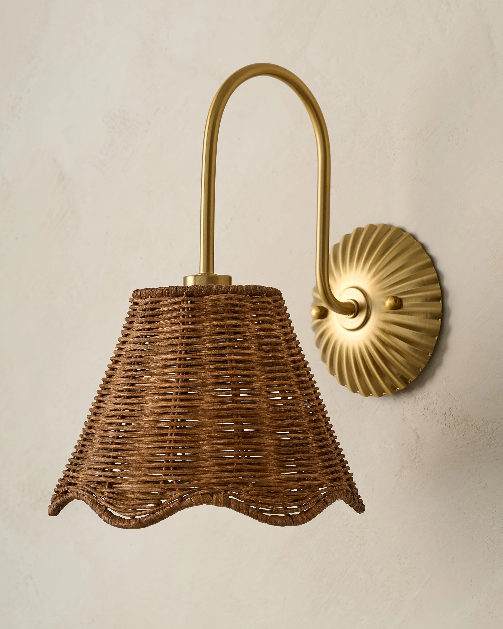 Lucinda Rattan Scallop Wired Sconce | Magnolia