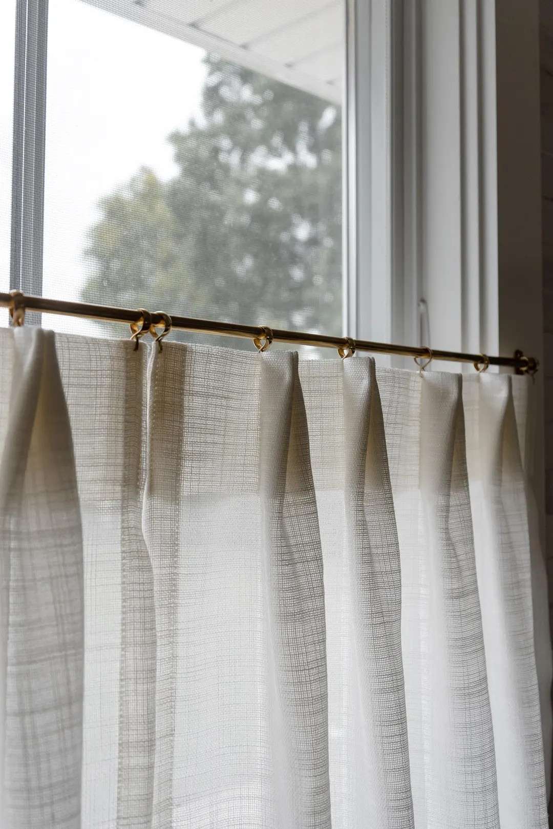 Linen-blend Top Pinch Pleat Cafe Curtains — Unlined, Tailored | Custom Window Panels, White, Br... | Etsy (US)