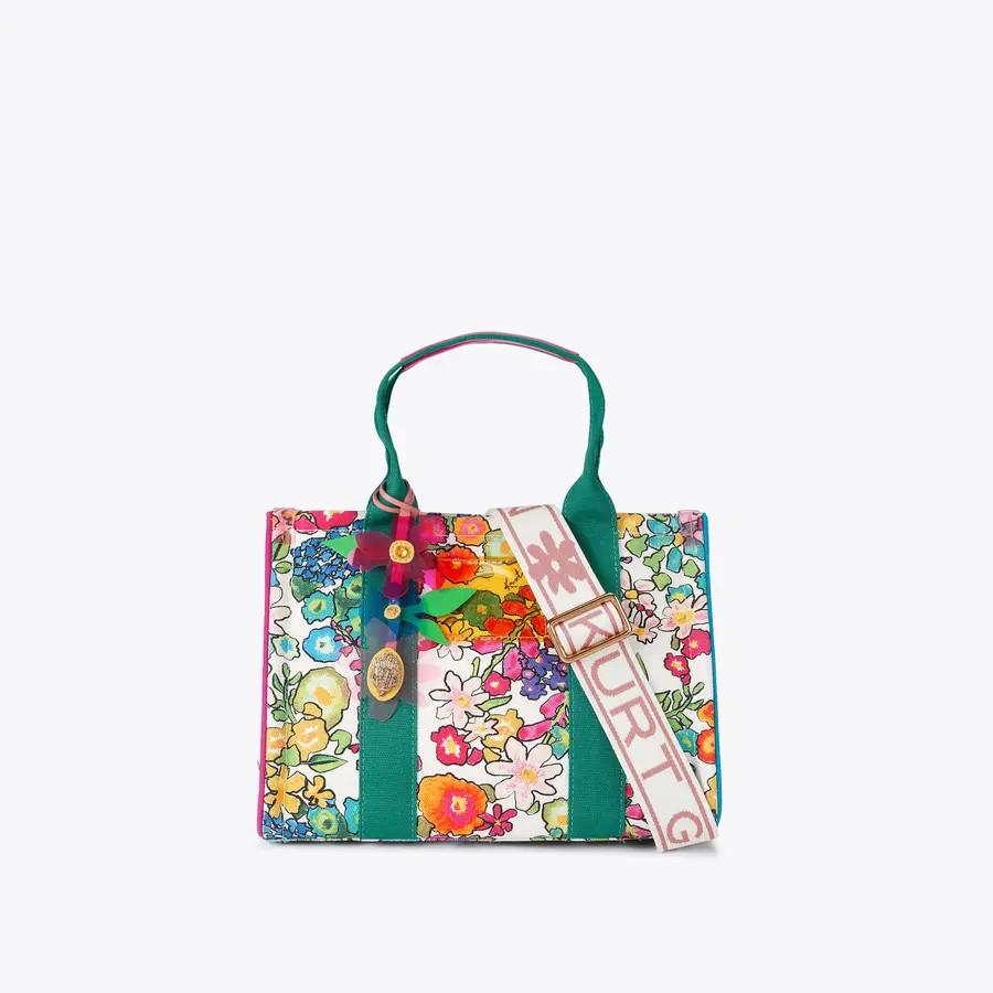 SMALL SOUTHBANK TOTE Green Floral Top Handle Tote Bag by Kurt Geiger London | Kurt Geiger US