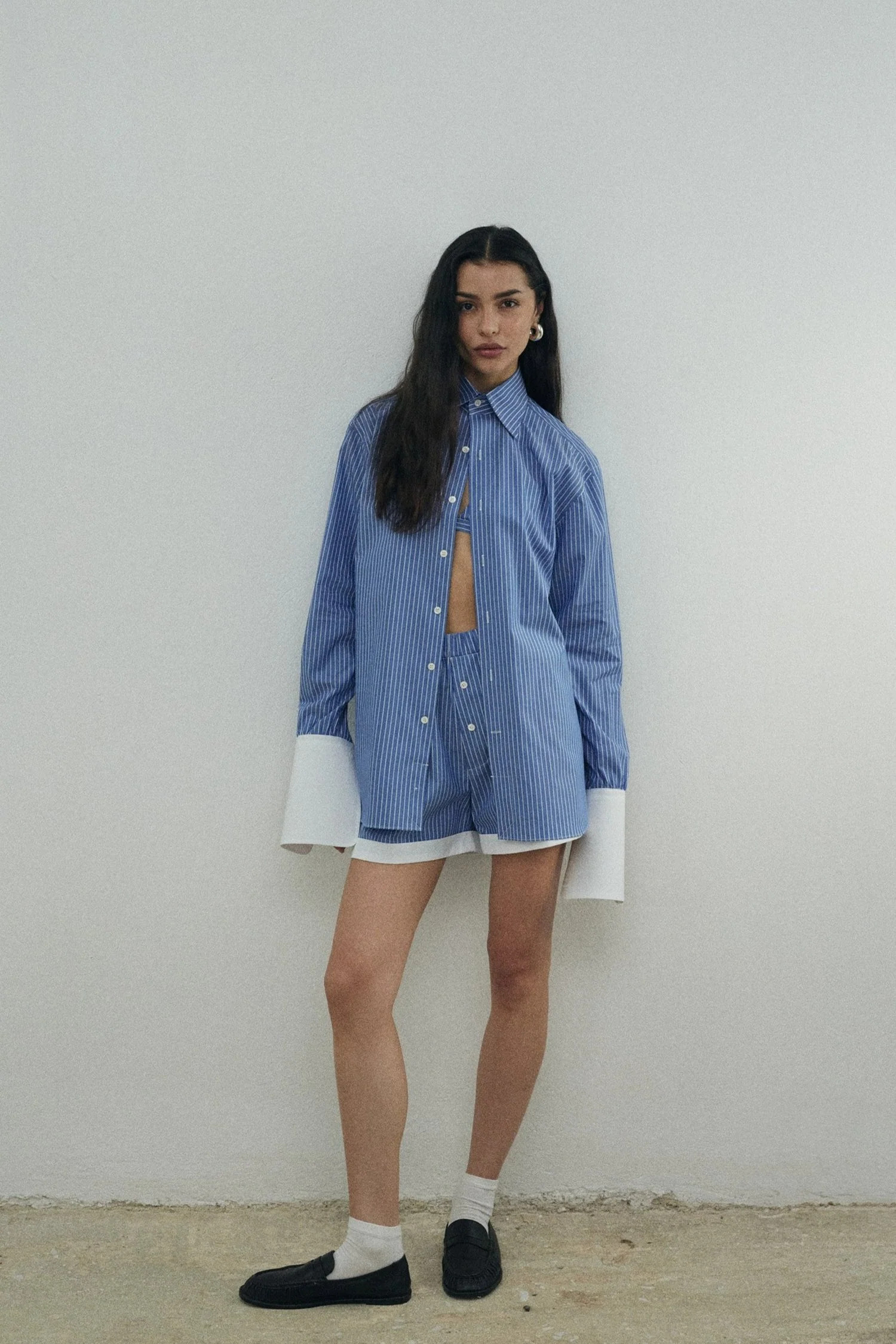 Classic Pinstripe Button Up Top Blue Pinstripe / 1 | CASALINA