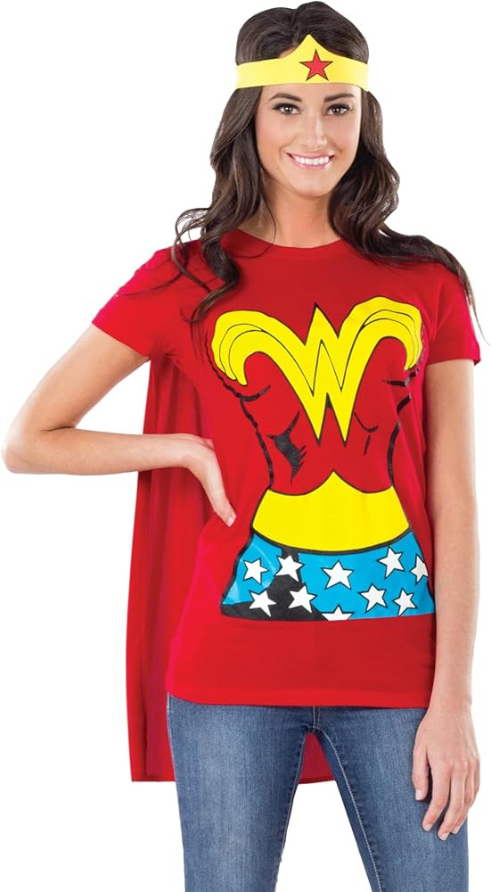 Rubies Women's DC Comics Wonder Woman T-Shirt with Cape and Headband | Amazon (US)