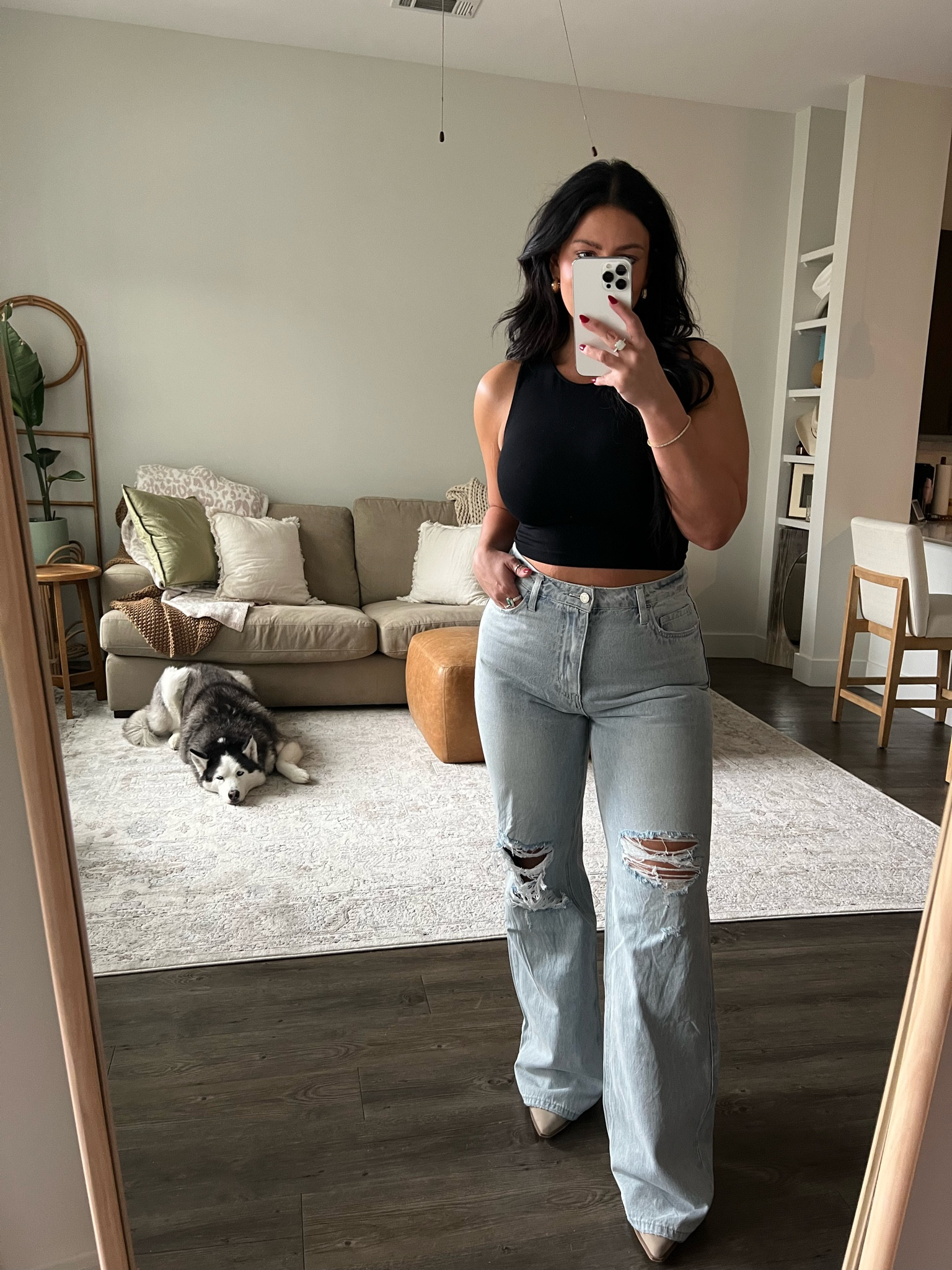 Vici wide leg jeans! Absolutely obsessed with these but they are a tad long on me with my highest heel! I’m 5’4 for reference wearing a size 30! 

#LTKunder100 #LTKstyletip #LTKmidsize