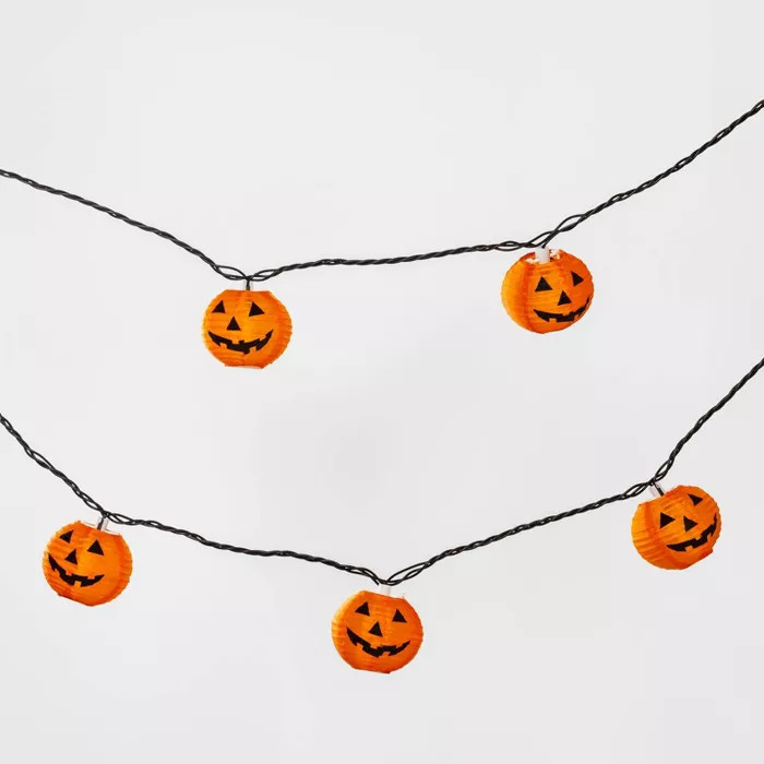 10ct Fabric Pumpkin LED Halloween Lantern String Lights - Hyde & EEK! Boutique™ | Target