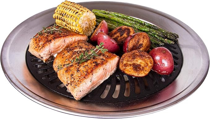 Kitchen + Home Stove Top Smokeless Grill Indoor Korean BBQ Grill Pan,- Stainless Steel with Doubl... | Amazon (US)