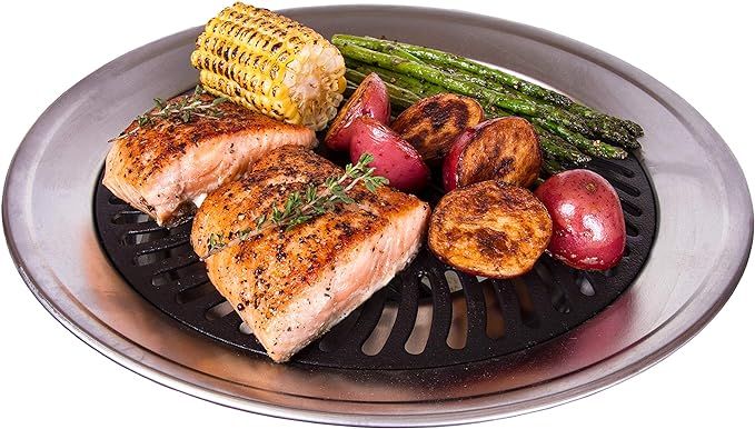 Kitchen + Home Stove Top Smokeless Grill Indoor BBQ, Stainless Steel with Double Coated Non Stick... | Amazon (US)
