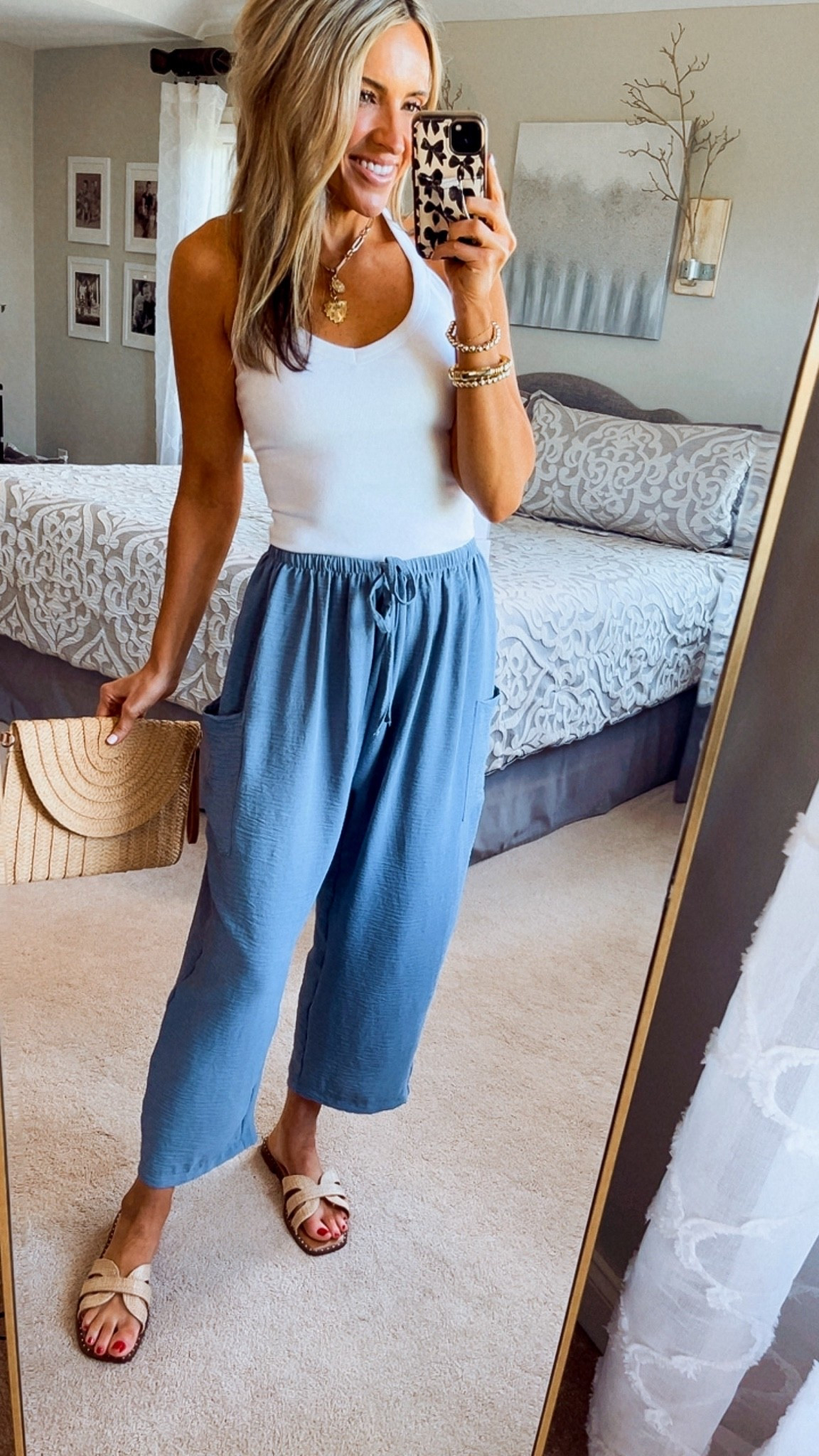 Cute and comfy summer pants! Pull on style with a functional drawstring! Two side pockets, cozy gauzy material. Wearing black, earth blue & apricot, the light color is not see through!🙌

#LTKSeasonal #LTKTravel #LTKSaleAlert