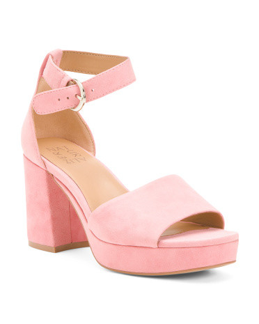 Suede Pearlyn Ankle Strap Sandal Heels | Marshalls