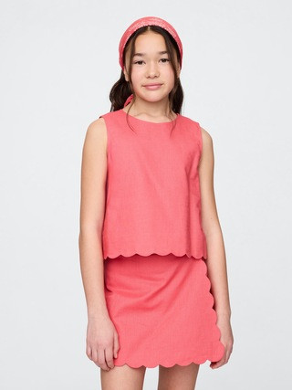 Kids Linen-Cotton Scalloped Top | Gap (US)