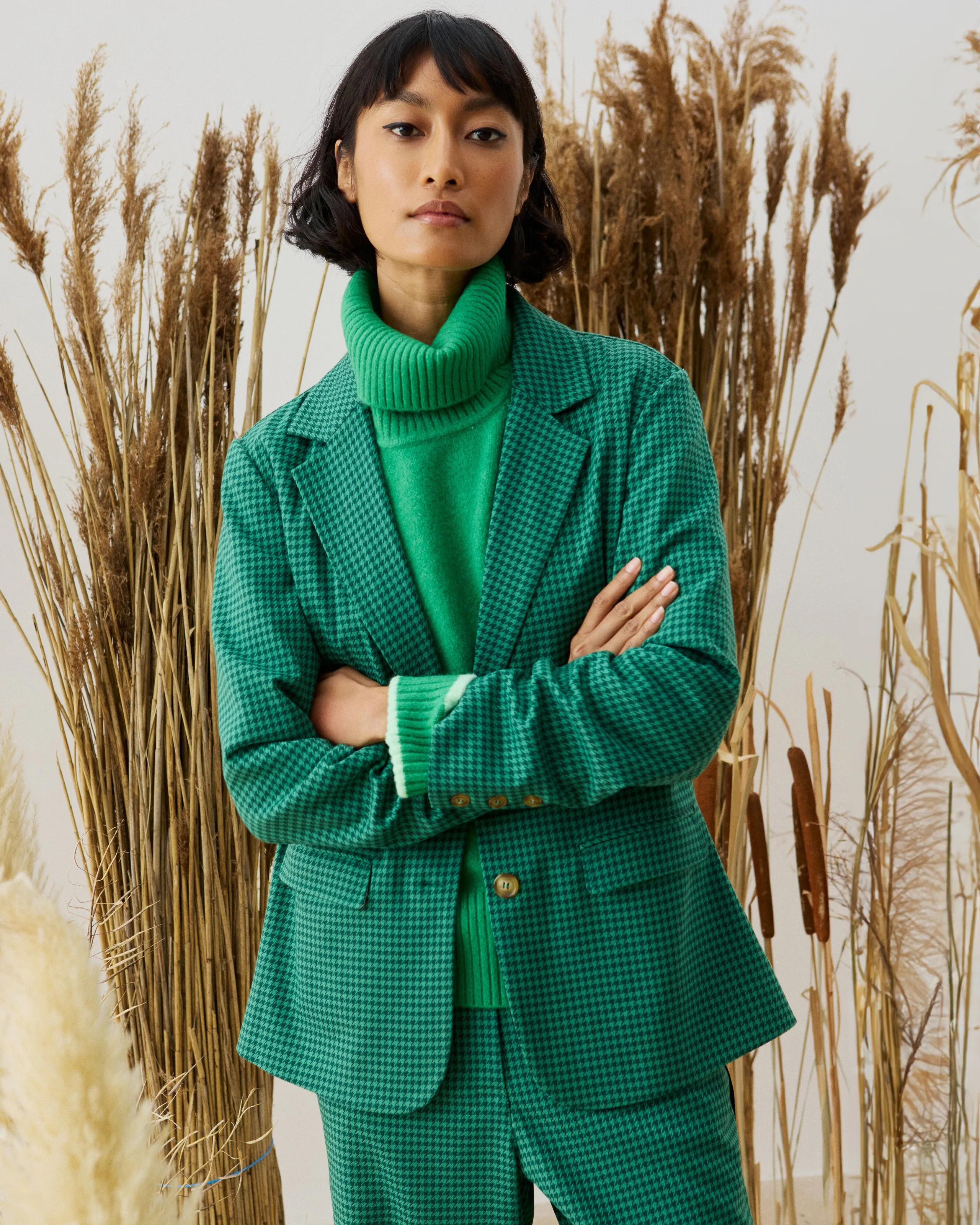 Green Dogtooth Blazer | Oliver Bonas US | Oliver Bonas (Global)