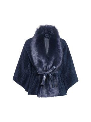 Made For Generations™ Shearling Trim Belted Capelet | Saks Fifth Avenue OFF 5TH