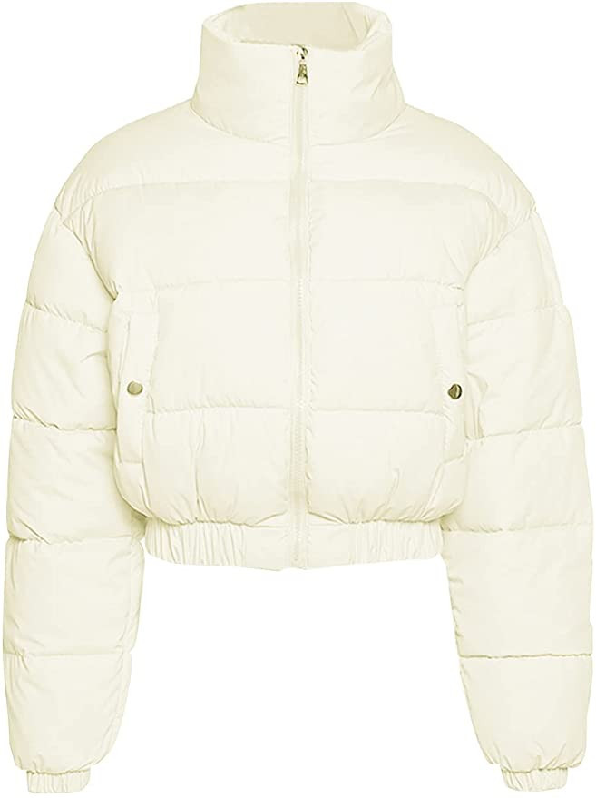 Gihuo Women' s Cropped Quilted Puffer Jacket Outerwear Coats | Amazon (US)