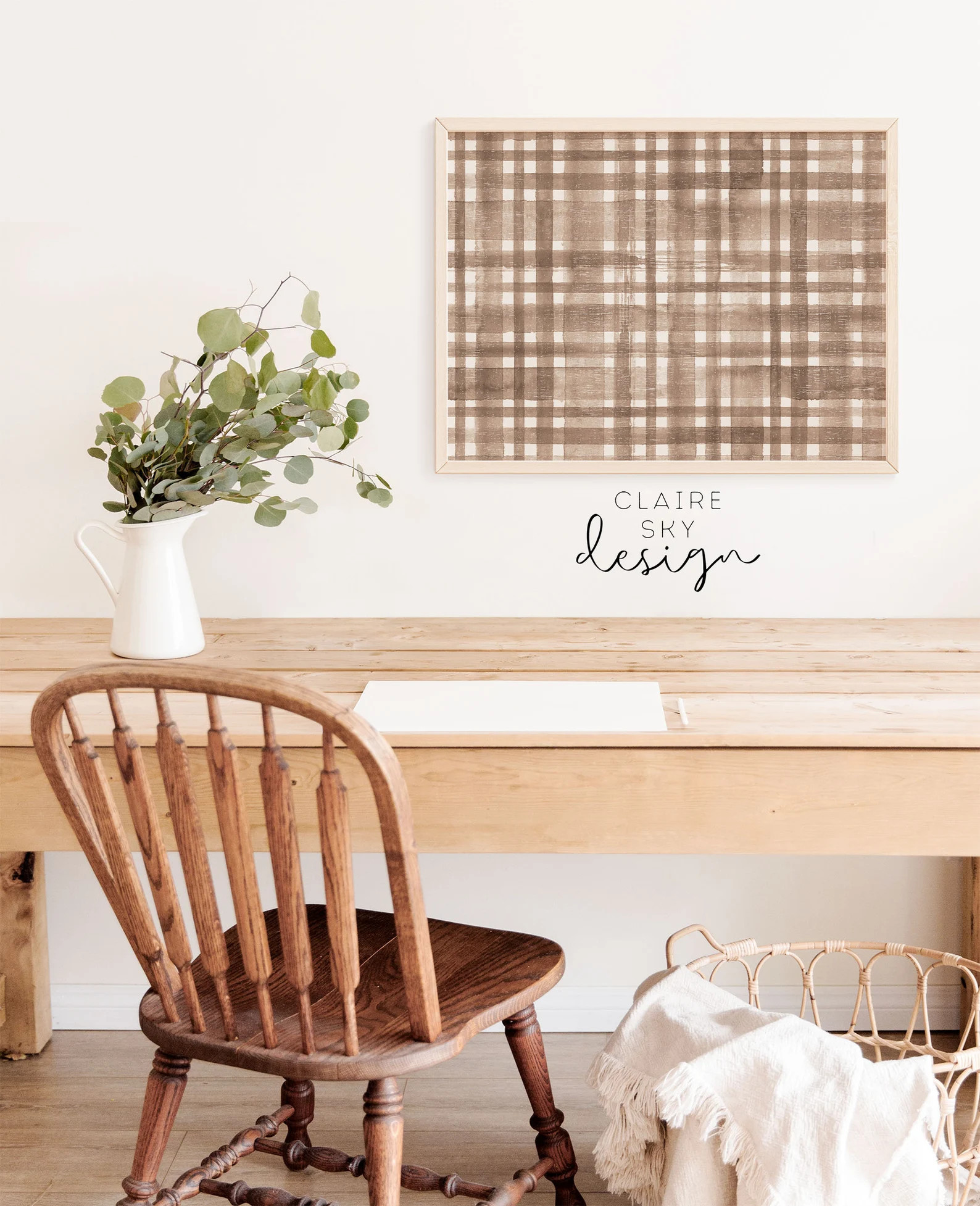 neutral plaid autumn print | fall printable wall art | neutral fall decor | printable autumn wall... | Etsy (US)