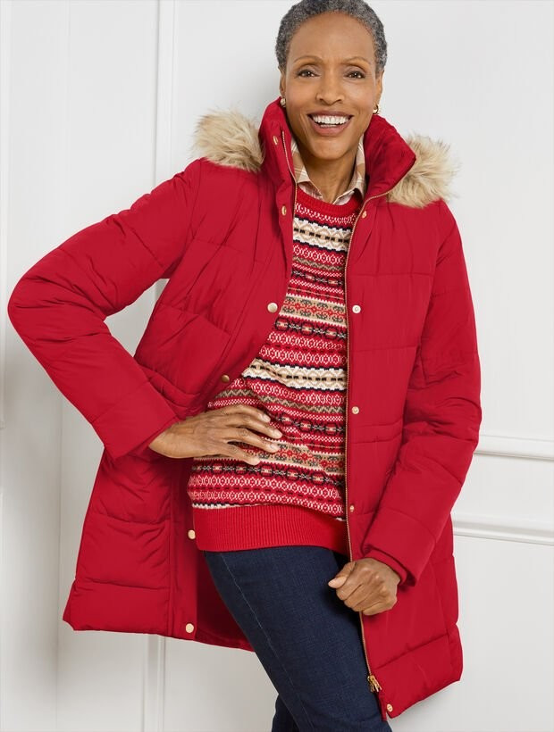 Faux Fur Trim Hooded Alternative Down Parka | Talbots