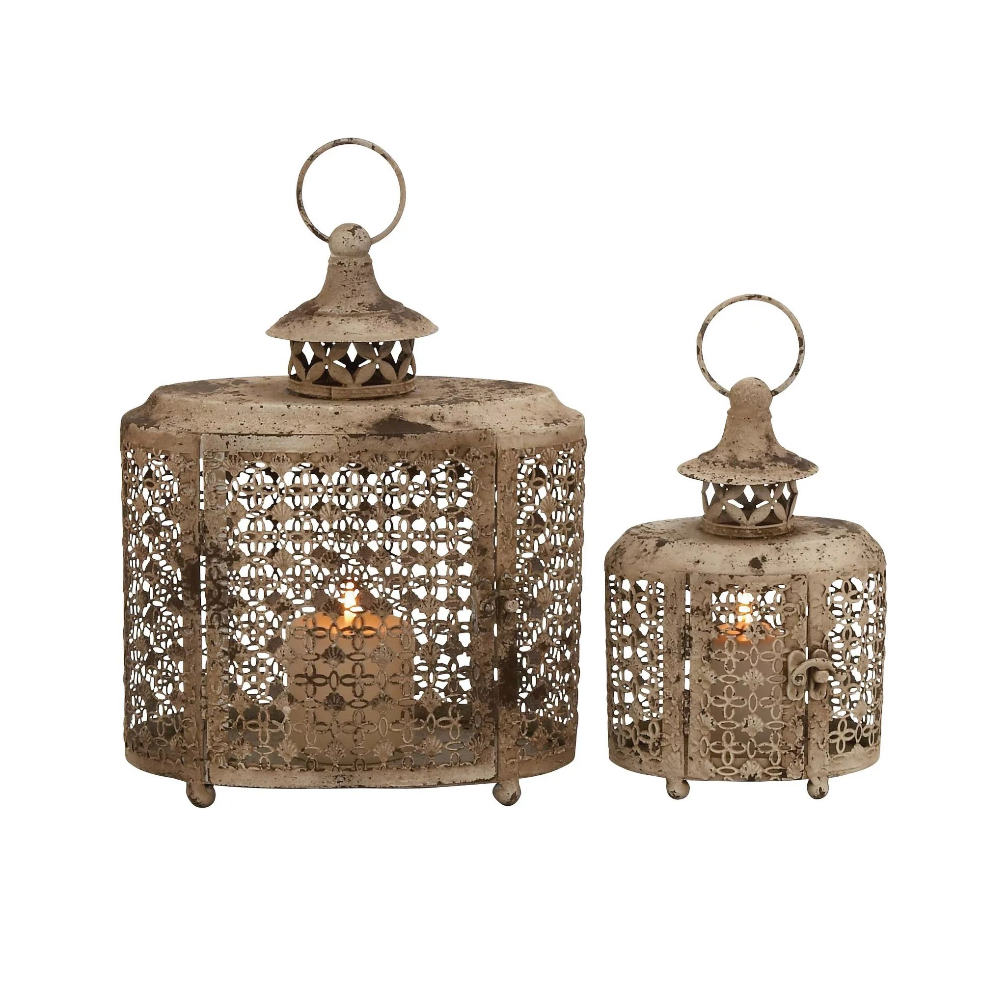 The Rustic Set Of 2 Metal Candle Lantern | Walmart (US)