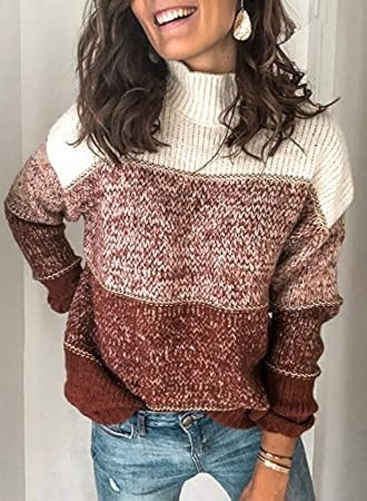Arainlo Women's Color Block Crew Neck Long Bat Sleeve Sweater Oversized Loose Knitted Pullover Ju... | Amazon (US)