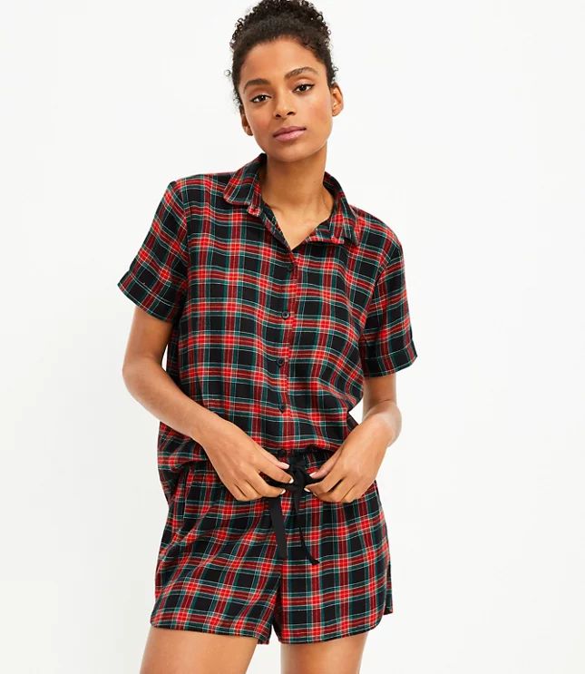 Shimmer Plaid Pajama Top | LOFT