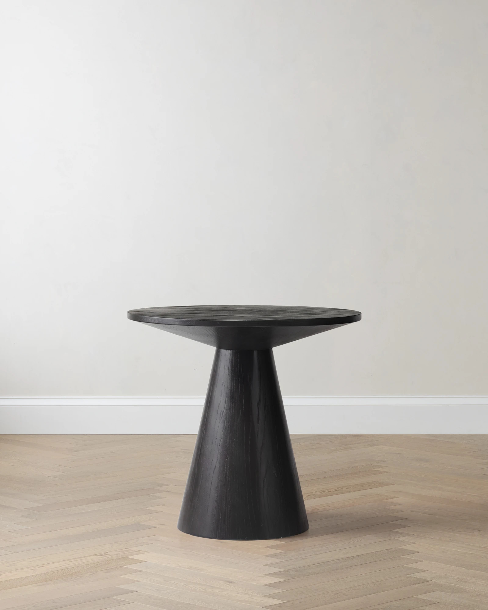Quince | Oak Pedestal End Table in Black | Quince