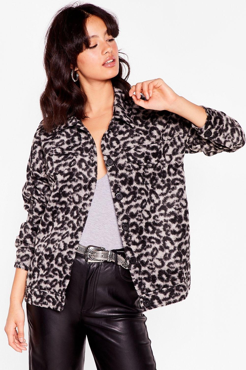 Womens The Moment is Meow Leopard Shirt Jacket - Grey | NastyGal (US & CA)