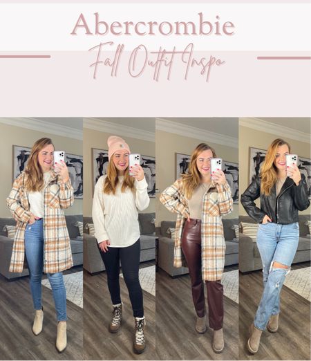 Pants from Abercrombie! Fall outfits, jeans, denim, shackets, boots, fall style, plaid coat, cozy weekend outfits, leather pants, leather jacket 

#LTKSeasonal #LTKstyletip #LTKSale