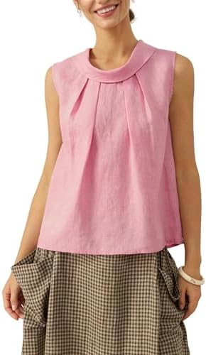 Womens Summer Structured Collar Sleeveless Blouse Tank Tops Casual Loose Y2K Babydoll Blouse Shir... | Amazon (US)