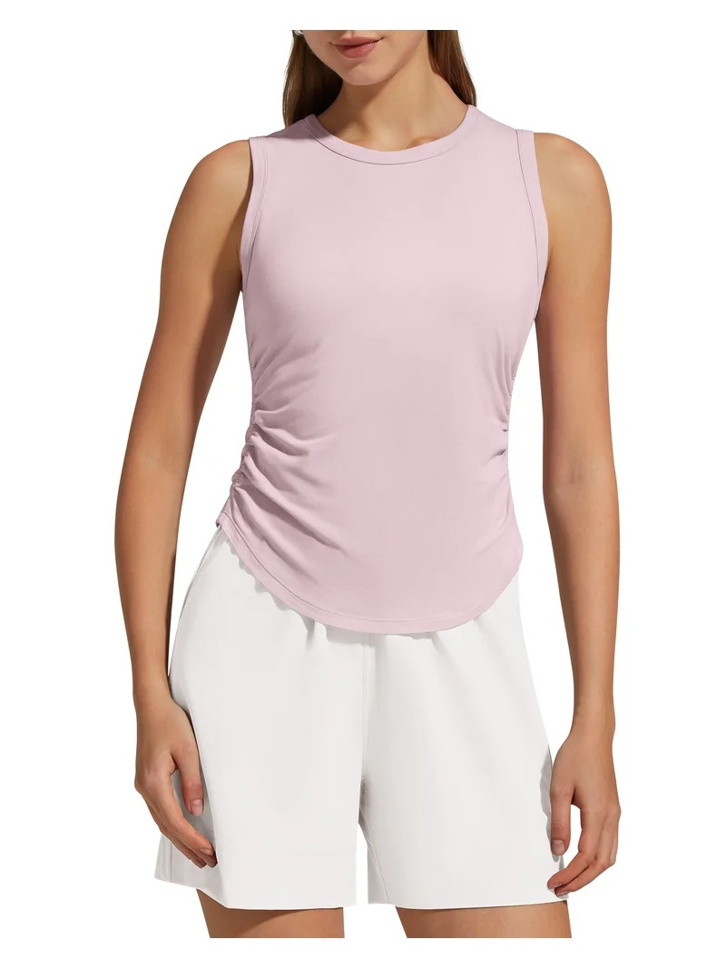 G4Free Lyocell Ruched Side Workout Tank Tops Woman High Neck Waist Length Gym Tanks Soft Relaxed ... | Walmart (US)