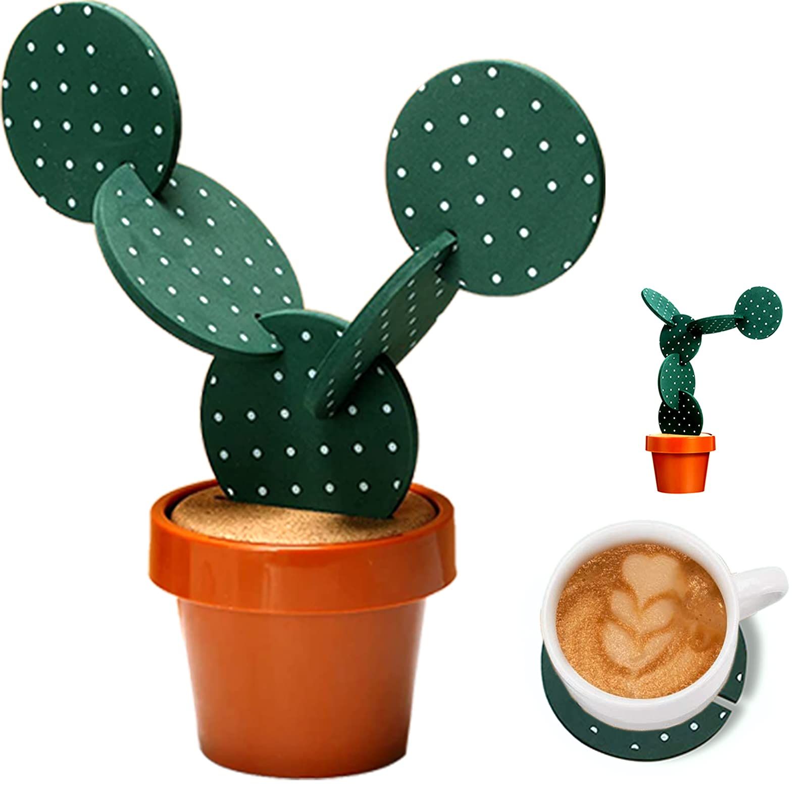Cactus Coasters Set for Drinks of 6 Pieces,Funny Coasters Cactus Gift with Flowerpot Holder for H... | Amazon (US)