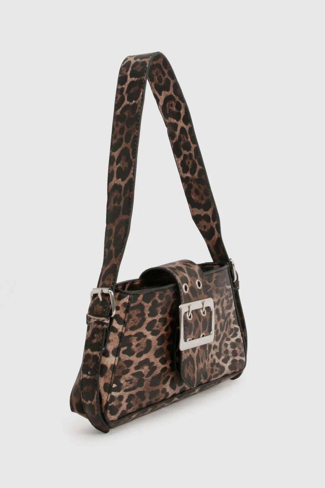 Buckle Detail Leopard Shoulder Bag | boohoo (US & Canada)