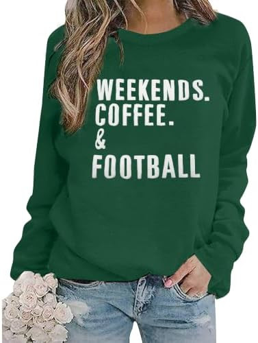 Football Game Day Sweatshirts Women Weekends Coffee and Football Pullover | Amazon (US)