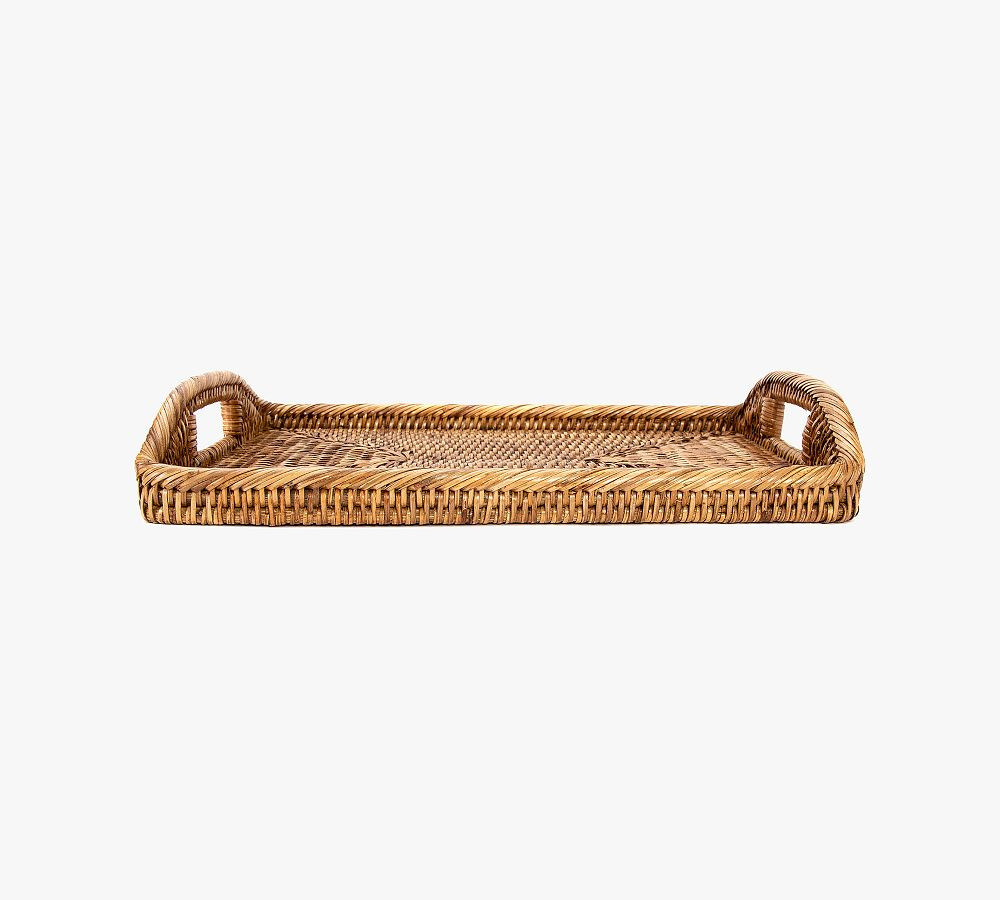 Tava Handwoven Rattan Rectangular Serving Tray | Pottery Barn (US)