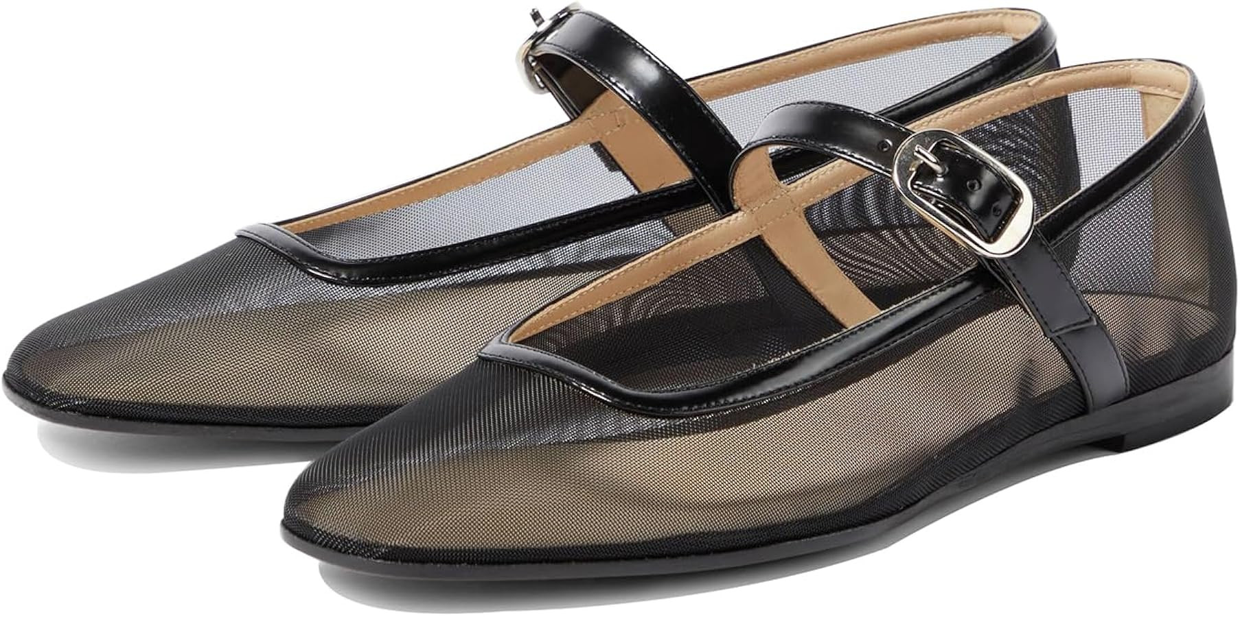 Trelako Tulle Mesh Ballet Flats for Women Slingback Square Toe Buckle Strap Slip On Fishnet Balle... | Amazon (CA)