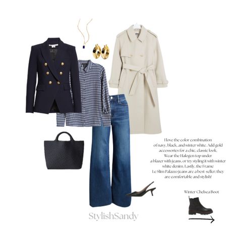 I love the color combination
of navy, black, and winter white. Add gold accessories for a chic, classic look.
Wear the Halogen top under
a blazer with jeans, or try styling it with winter white denim. Lastly, the Frame
Le Slim Palazzo jeans are a best-seller; they are comfortable and stylish!


#LTKsalealert #LTKfindsunder100 #LTKover40