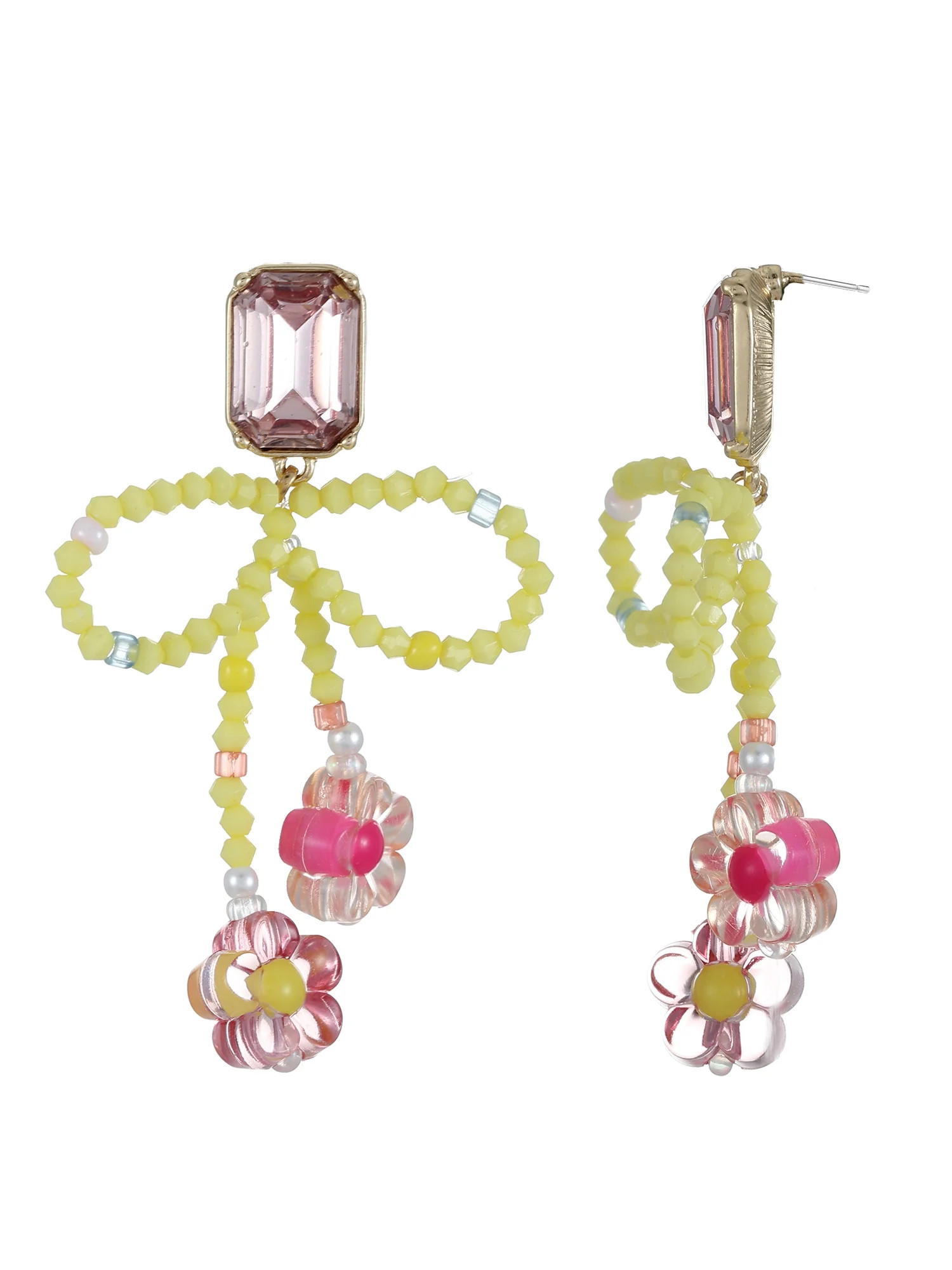 Way to Celebrate Easter Green and Pink Bow Earrings, 1 Pair | Walmart (US)