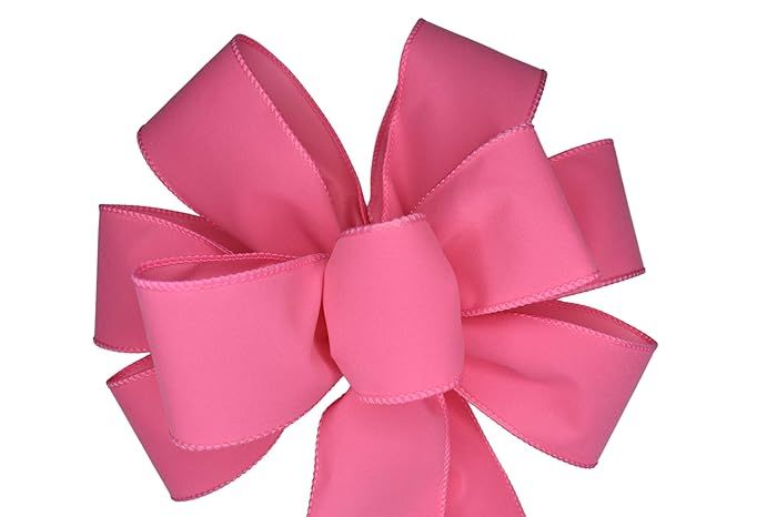 Wired Pink Velvet Outdoor Wreath Bow | Amazon (US)