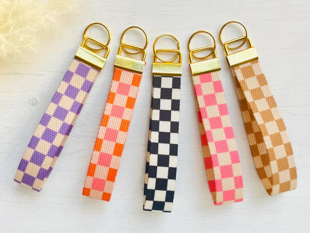 Wrist Keychain Lanyard Checkered Wristlet Key Wristlet Retro Key Strap Cute Fall Key Holder Trend... | Etsy (US)