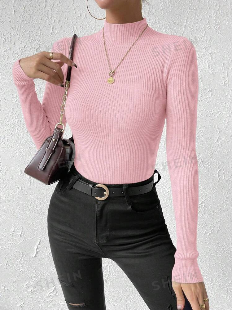 SHEIN Raffinéa Women's Stand Collar Long Sleeve Sweater Pullover | SHEIN USA | SHEIN