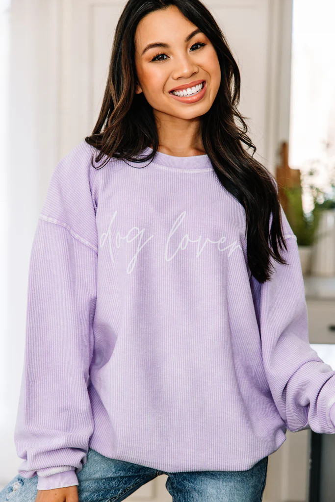 Dog Lover Lilac Purple Graphic Corded Sweatshirt | The Mint Julep Boutique