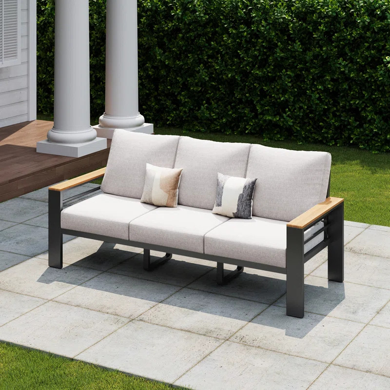 75" Modern Outdoor 3-Person Aluminum Sofa | Wayfair North America