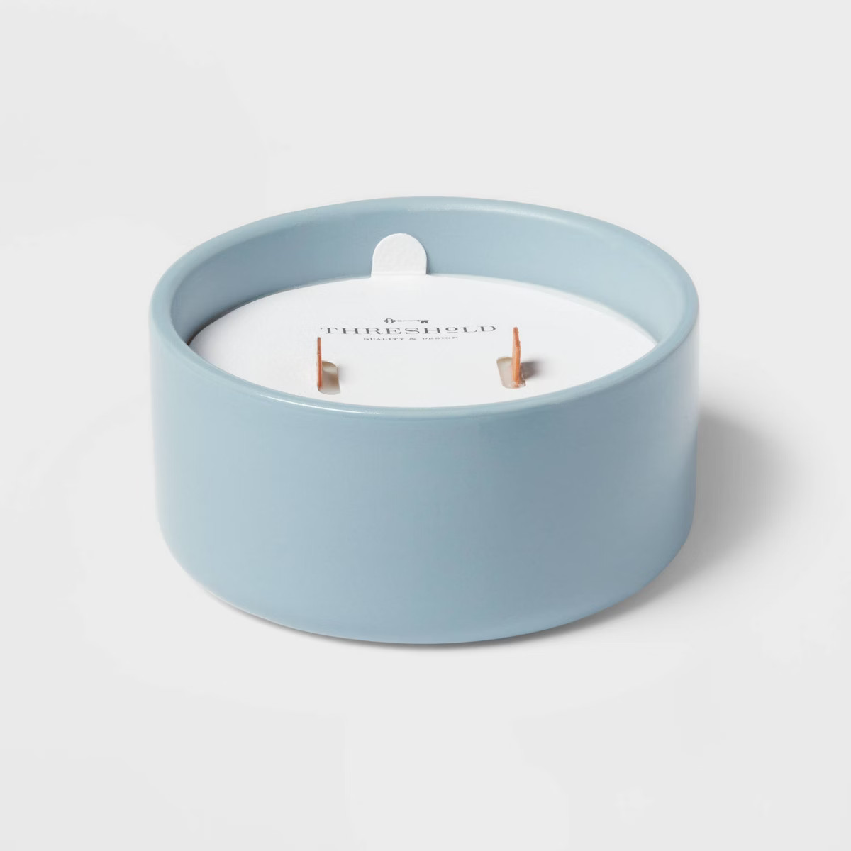 8oz 2-Wick Glossy Ceramic Salted Driftwood Candle Blue - Threshold™ | Target