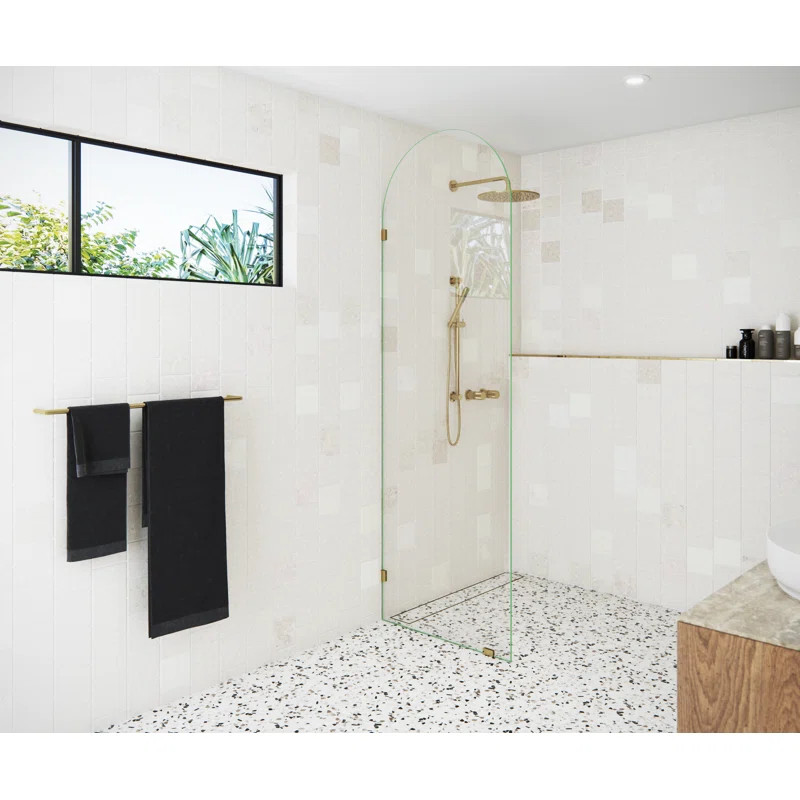 Venus 28 in. x 86.75 in. Fully Frameless Arched Single Fixed Shower Panel | Wayfair North America