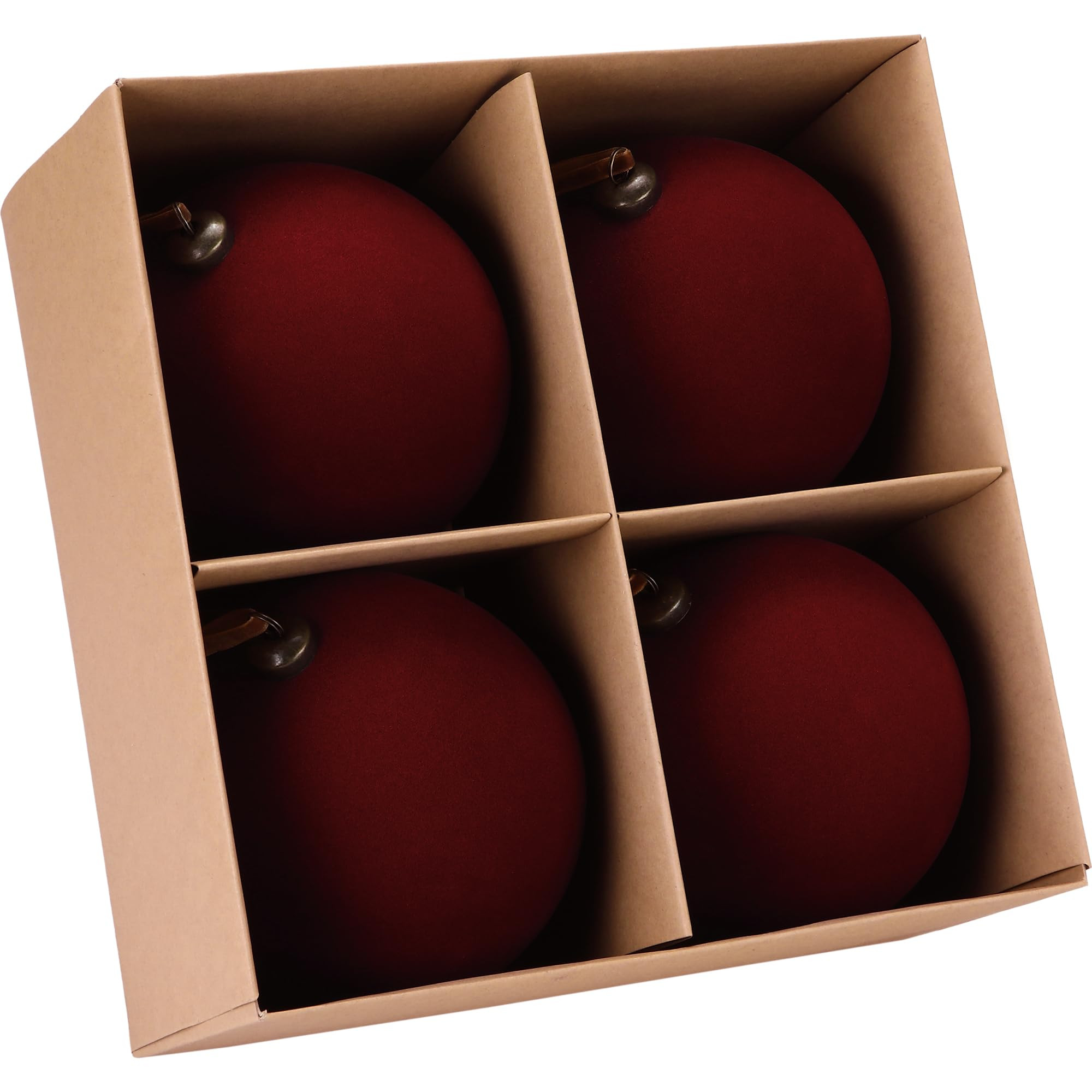 Sea Team 4-Pack Large Flocked Velvet Christmas Tree Ball Ornaments Set, Hanging Velour Baubles, S... | Amazon (US)