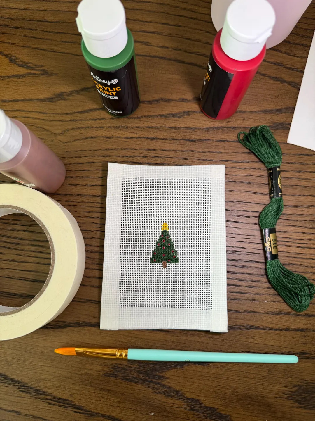 Beginner Needlepoint Canvas Hand Painted Christmas Tree, Beginner Bag Tag Charm 18 Mesh, Gifts fo... | Etsy (US)