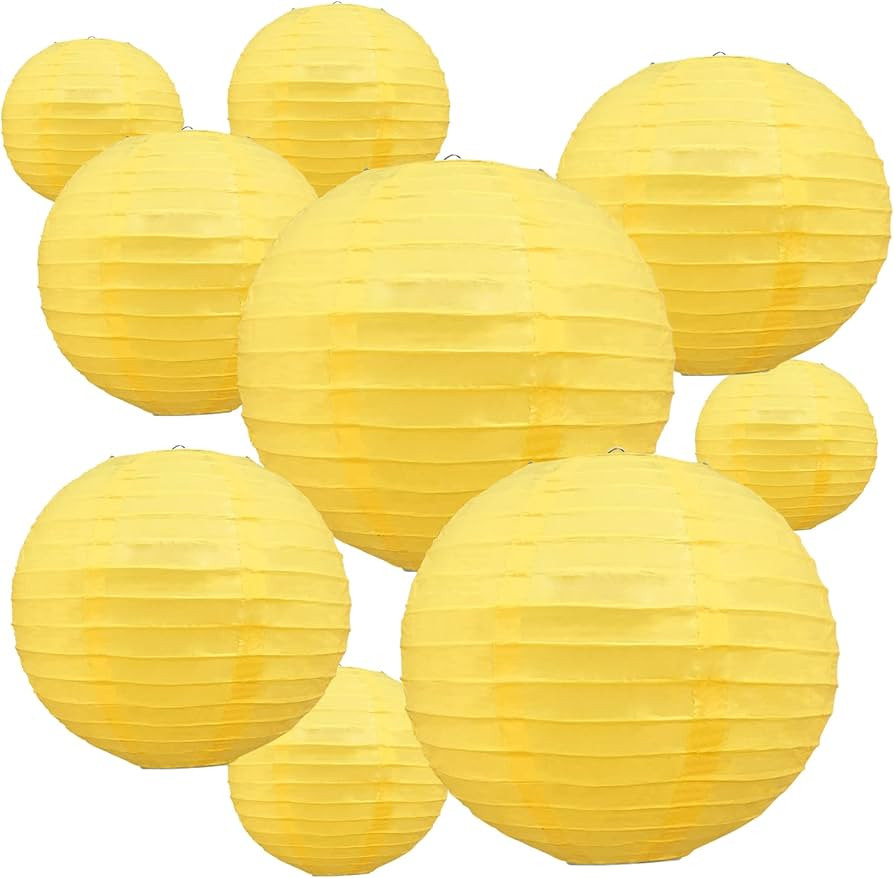 BEISHIDA Yellow Round Paper Lanterns Decorative Hanging Asia Chinese Japanese Paper Lanterns Lamp... | Amazon (US)