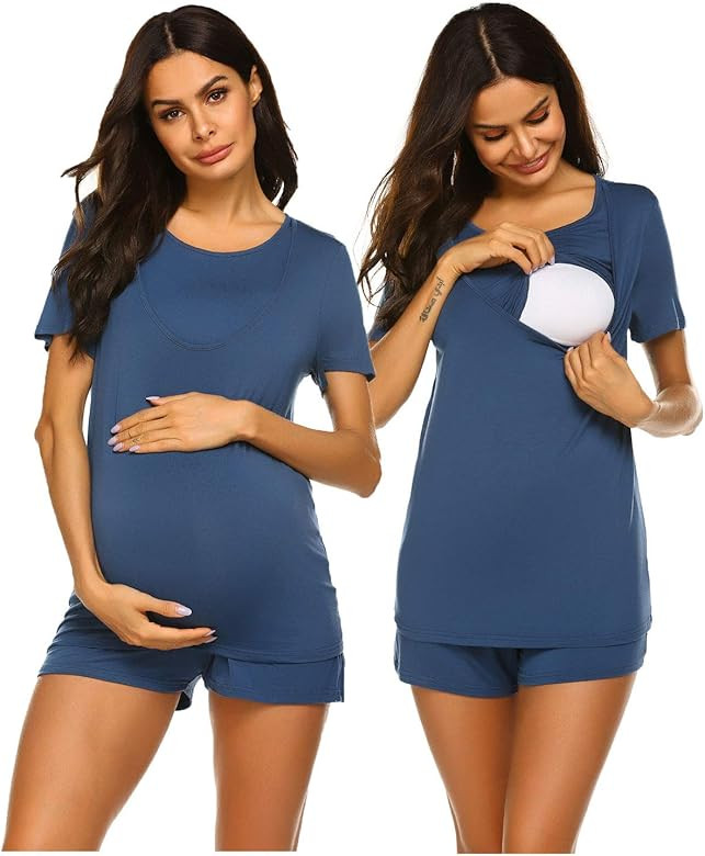 Ekouaer Labor/Delivery/Nursing Maternity Pajamas Set for Hospital Home, Basic Nursing Shirt, Adju... | Amazon (US)