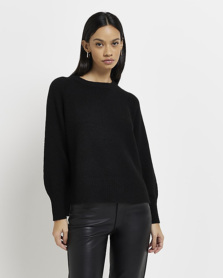 Black oversized knit jumper | River Island (UK & IE)