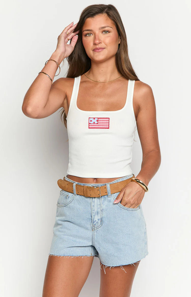 Suzie White USA Embroidered Tank Top | Beginning Boutique (US)