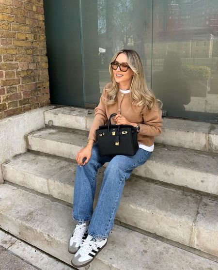 Sun’s out 😎 Neutral beige outfit, beige cardigan knit jacket with blue Levi’s jeans, Adidas Sambas, sunglasses and Hermes Birkin Black

#LTKSeasonal #LTKshoecrush #LTKitbag