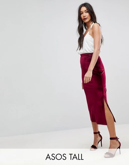 ASOS TALL Velvet Pencil Midaxi Skirt | ASOS US