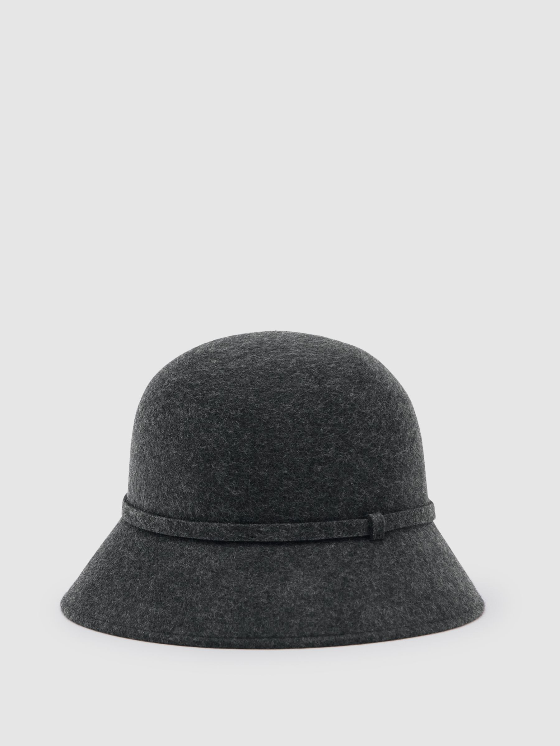 Felted-Wool Bucket Hat in Grey | Reiss UK
