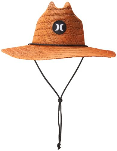 Hurley Men's Straw Hat - Weekender Natural Straw Hat with Medium Brim and Chin Strap - Beach Fishing Sun Hats for Men, Brown | Amazon (US)